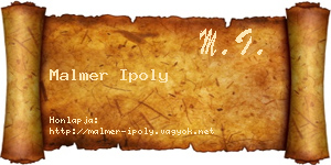Malmer Ipoly névjegykártya